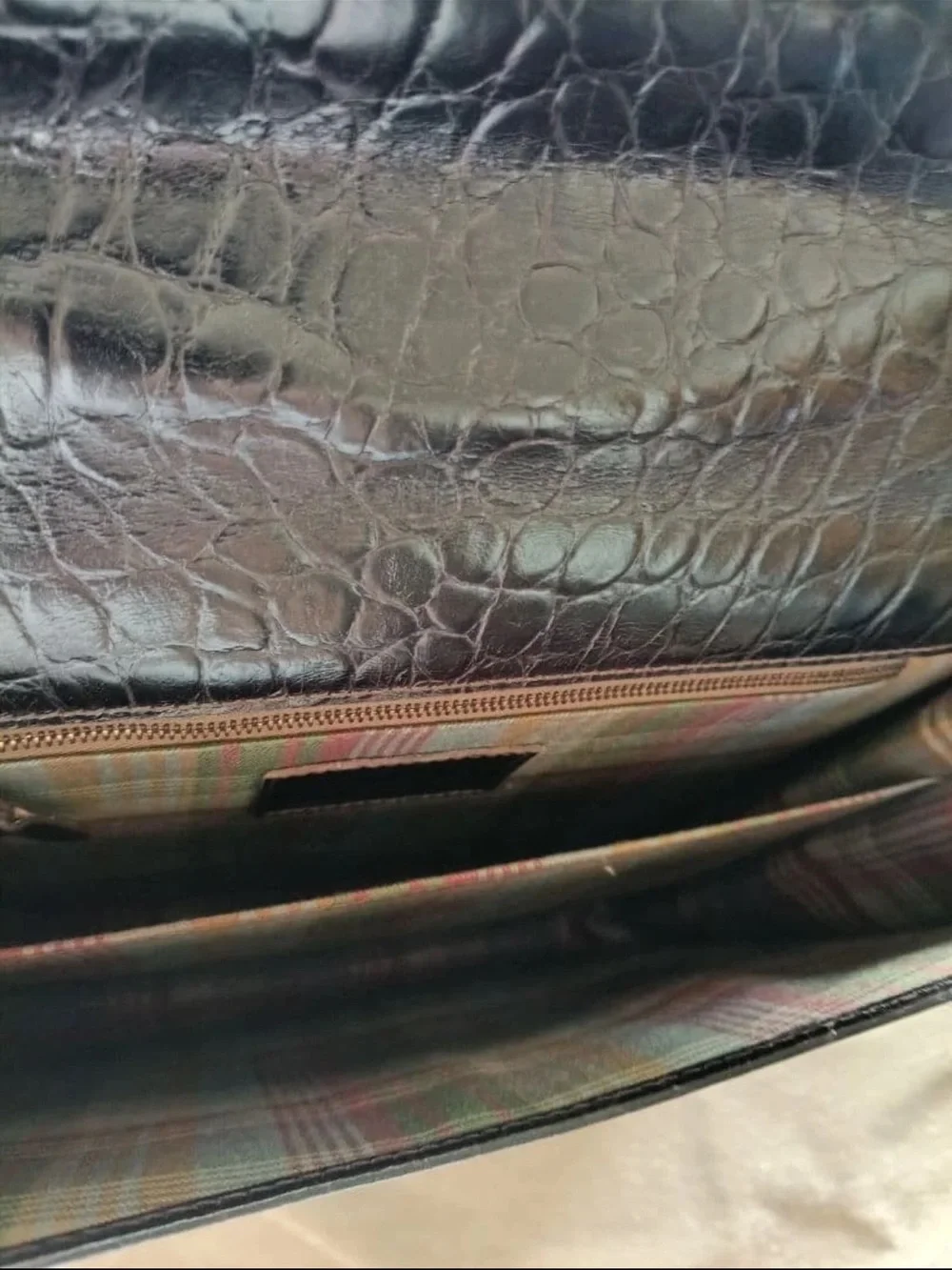 Mulberry Dark Brown Croc-Embossed Shoulder Bag